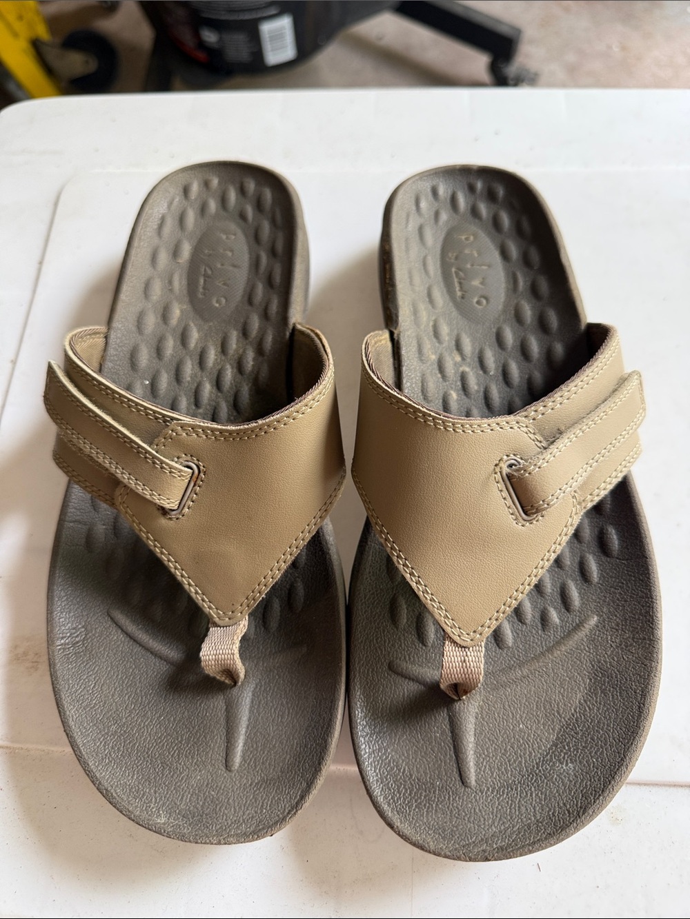 Comfort-First Women’s Tan Toe-Post Sandals with Adjustable Strap